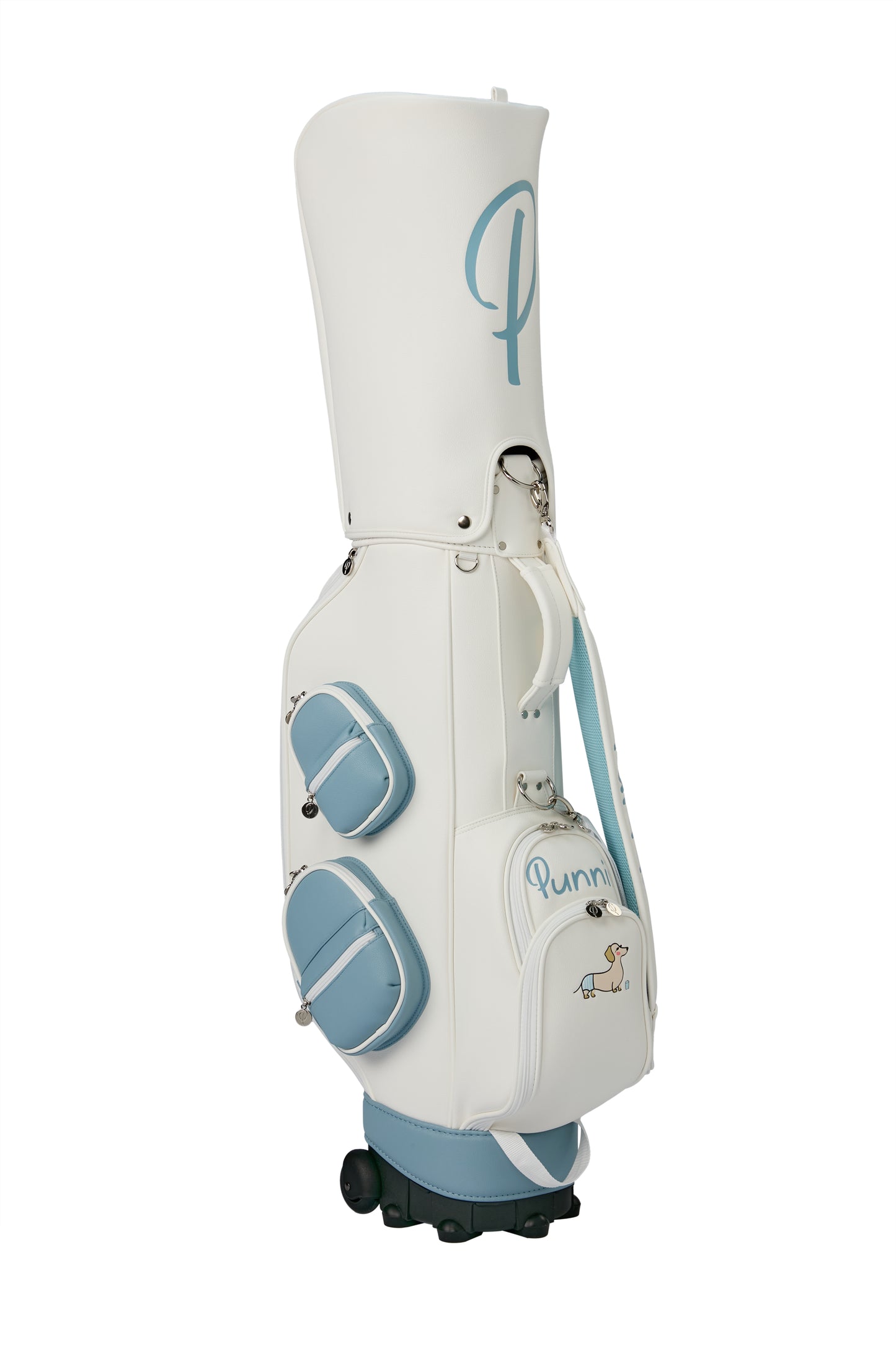 Blue and white cart bag