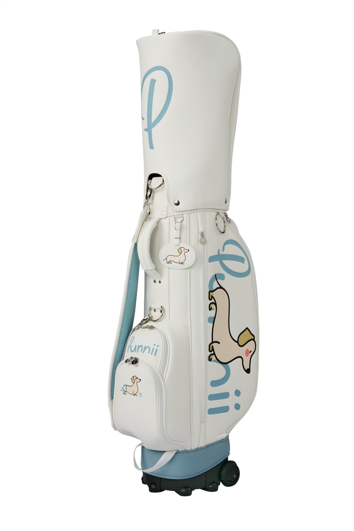 Blue and white cart bag