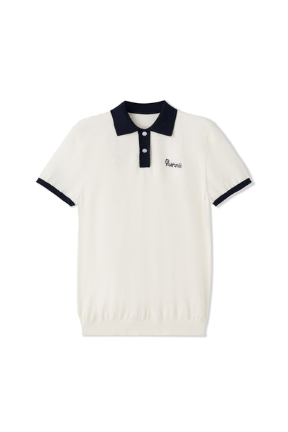 Woven short-sleeved polo shirt