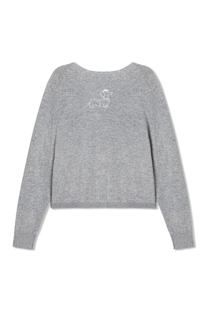 Gray V-neck sweater