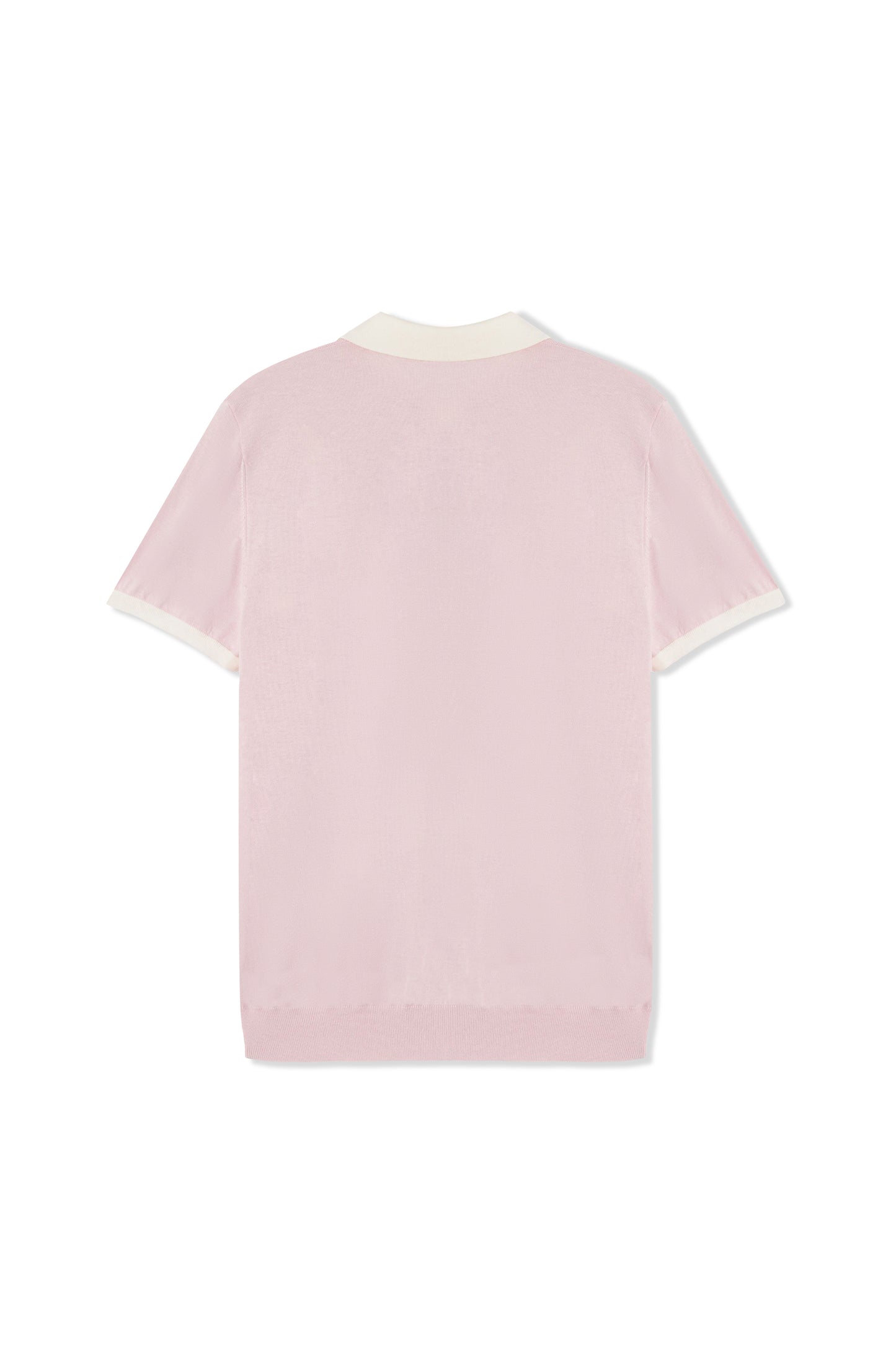 Pink woven short-sleeved polo shirt
