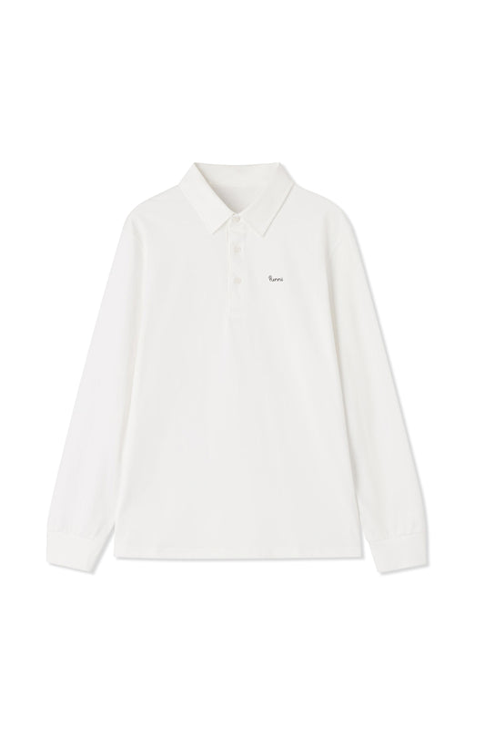 Loose-fitting long-sleeved polo shirt