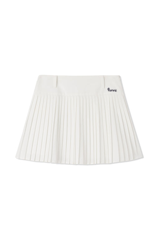 pleated mini skirt