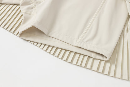 Pleated mini-skirt (beige)