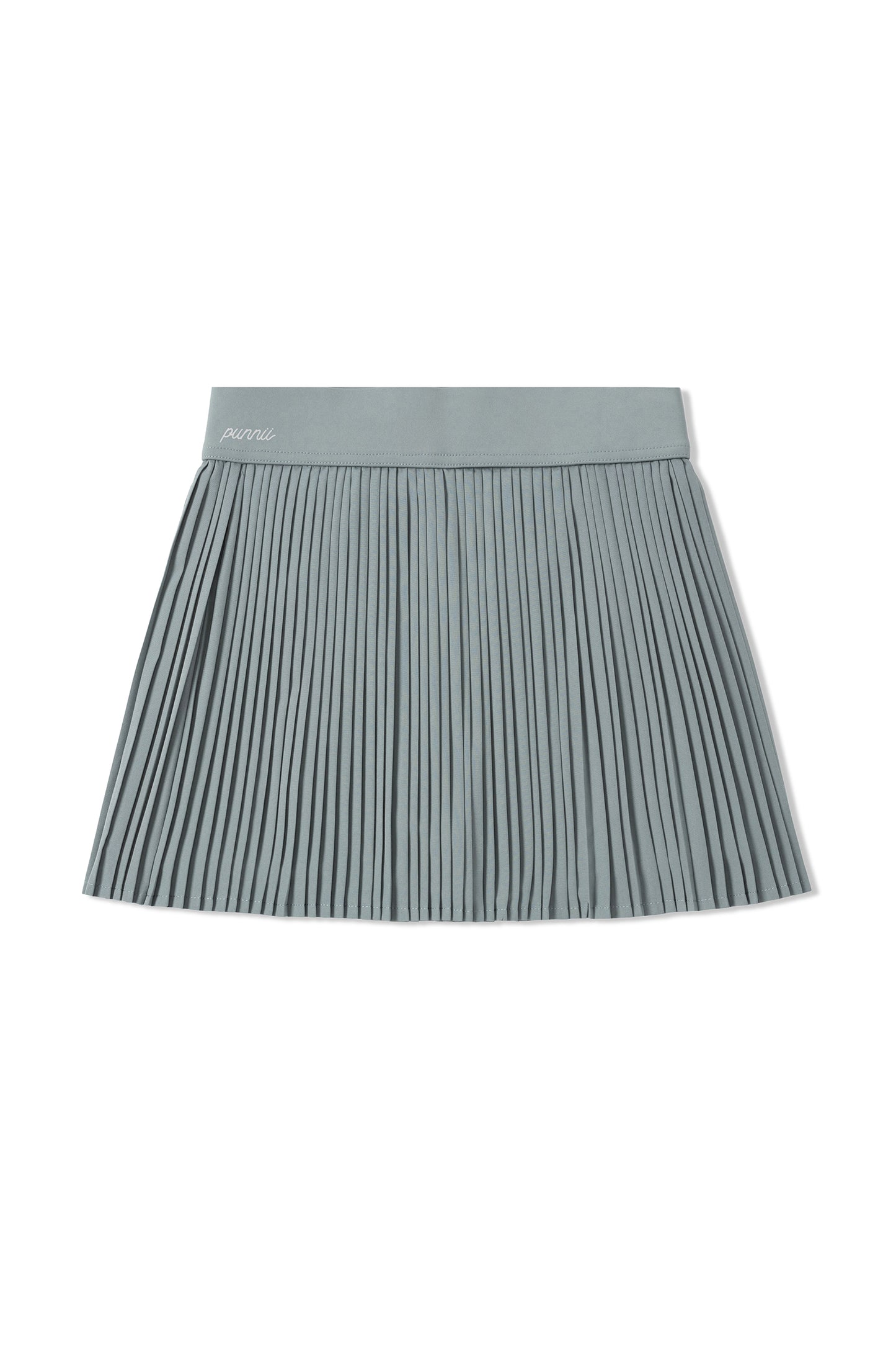Pleated Mini Skirt (Blue-Grey)