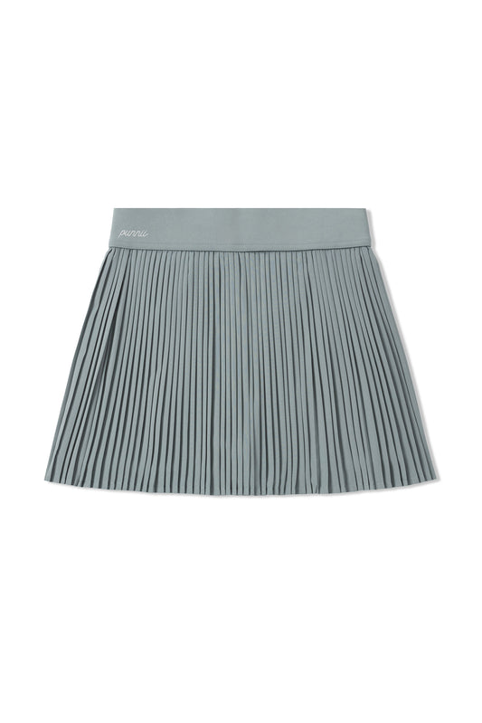 Pleated Mini Skirt (Blue-Grey)
