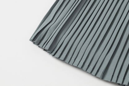 Pleated Mini Skirt (Blue-Grey)