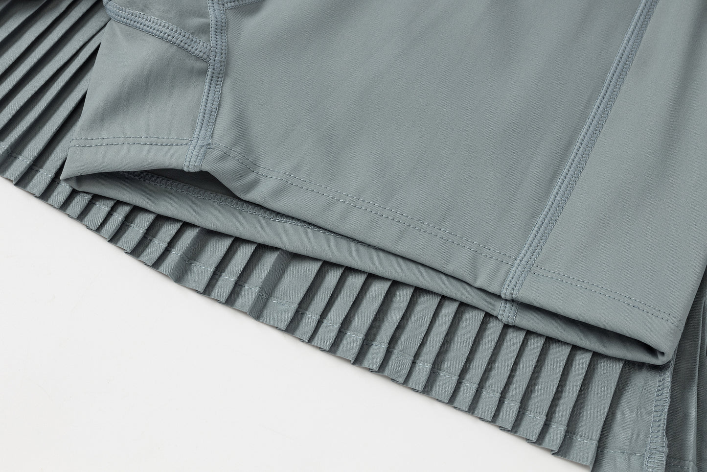 Pleated Mini Skirt (Blue-Grey)