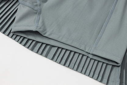 Pleated Mini Skirt (Blue-Grey)