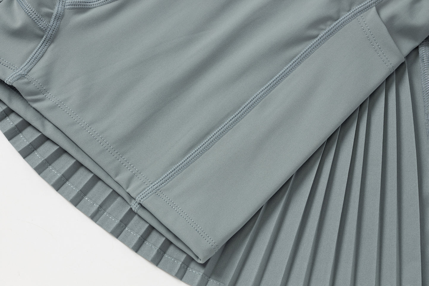 Pleated Mini Skirt (Blue-Grey)