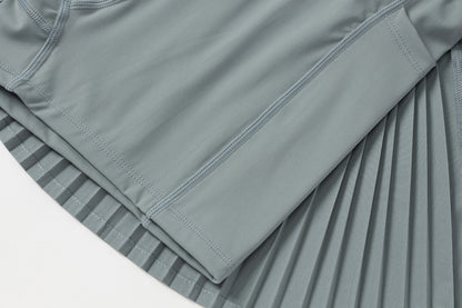 Pleated Mini Skirt (Blue-Grey)