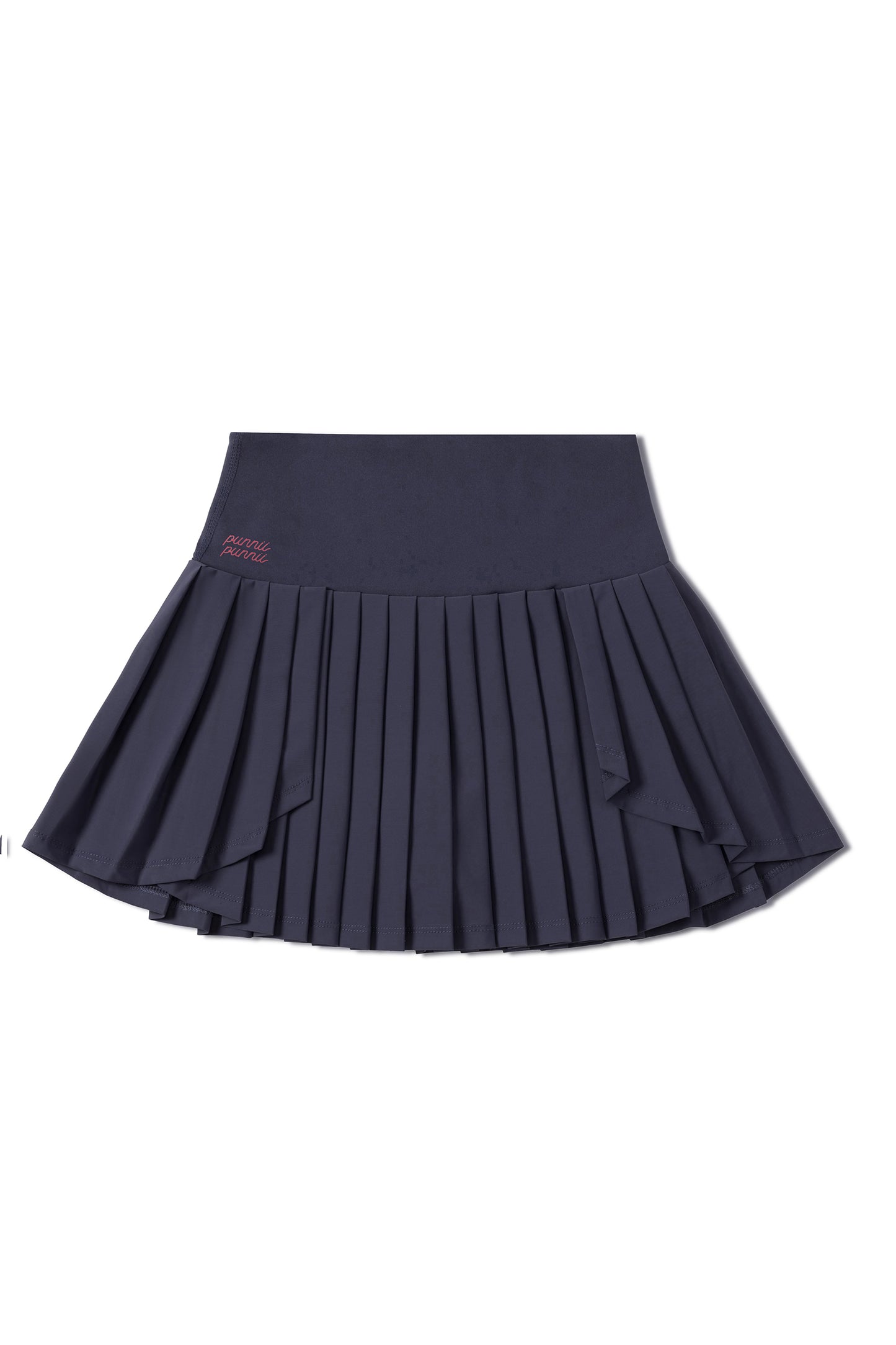 High-waisted pleated mini skirt (navy blue)