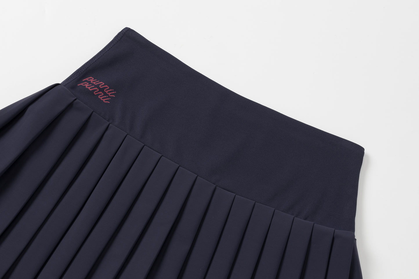High-waisted pleated mini skirt (navy blue)