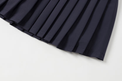 High-waisted pleated mini skirt (navy blue)