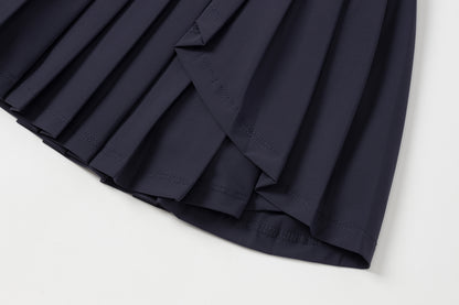 High-waisted pleated mini skirt (navy blue)