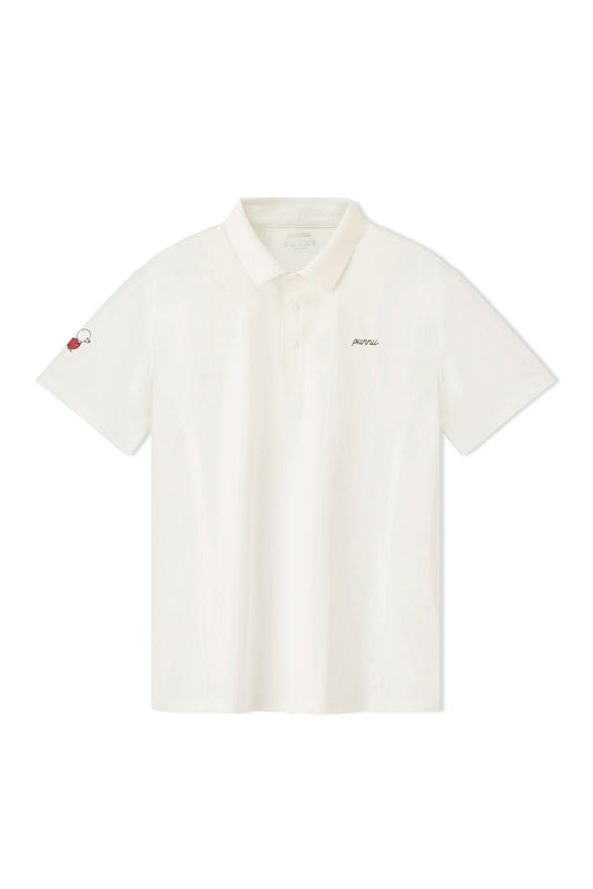 Quick-dry Sleeve Emblem Men's Polo (White)