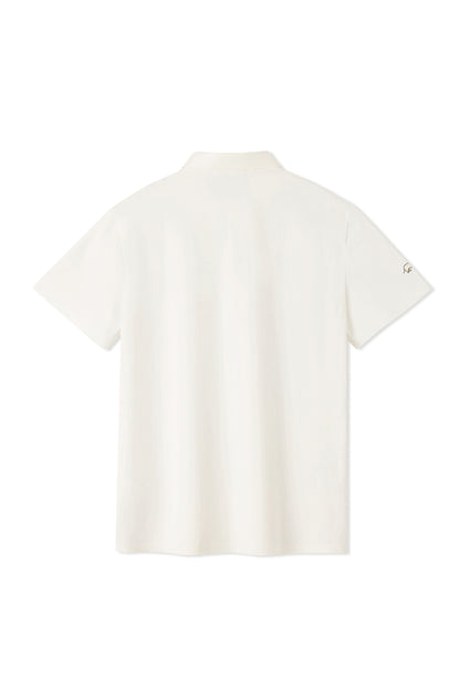 Quick-dry Sleeve Emblem Men's Polo (White)
